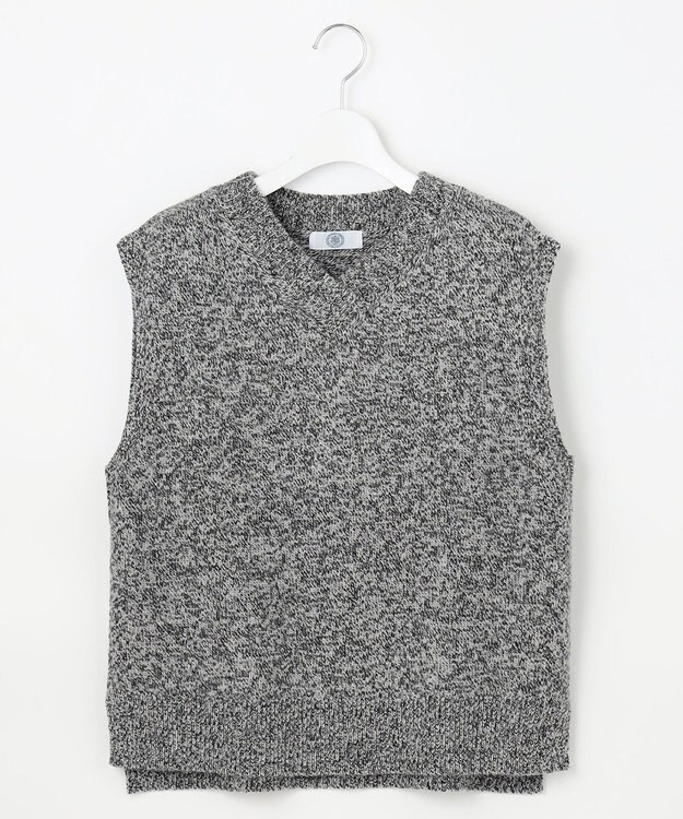 J.PRESS LADIES L 【洗える】MIX COLORED ニット ベスト ブラック×ホワイト系