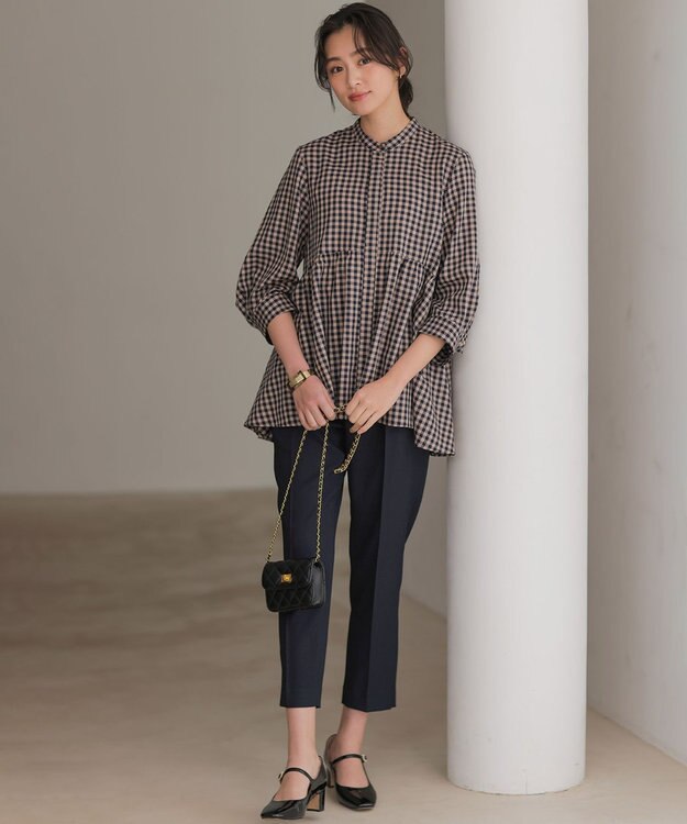 組曲 L 【先行予約】ライトリネンライクテーパード パンツ ネイビー系