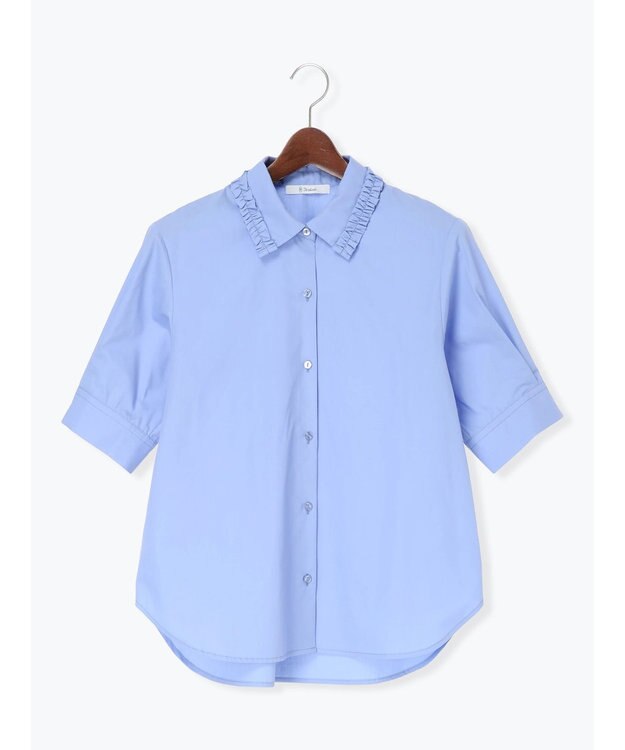 Te chichi ミニフリルトリムカラーブラウス ブルー