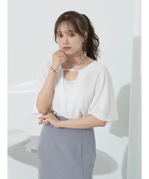 earth music&ecology ２ＷＡＹショルダースリットブラウス Off White