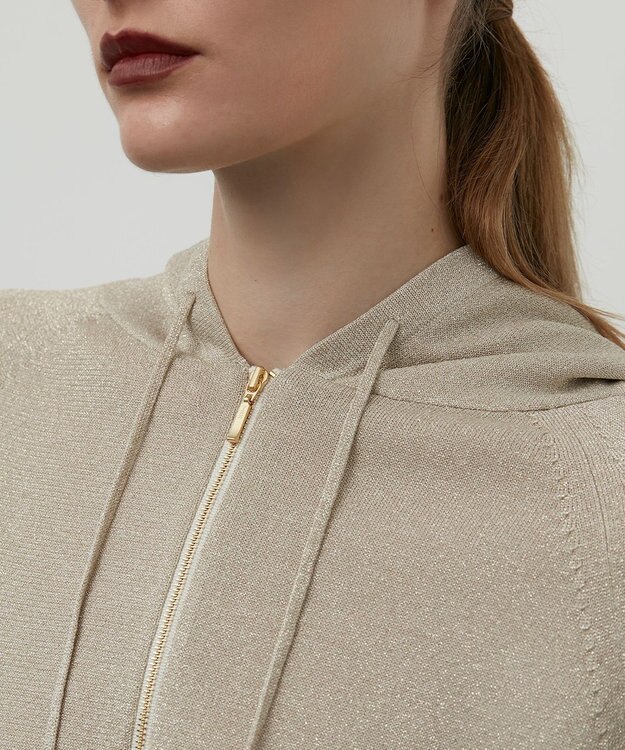 BEIGE， 【S-size】JUSSIEU / ラメ ニットパーカー Gold