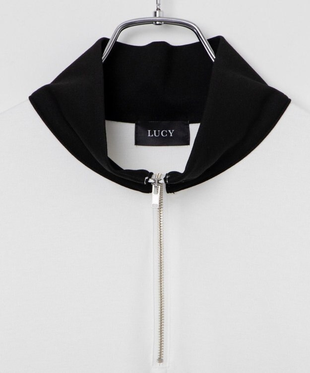 WEGO ドルマンポンチハーフジップロンT ホワイト