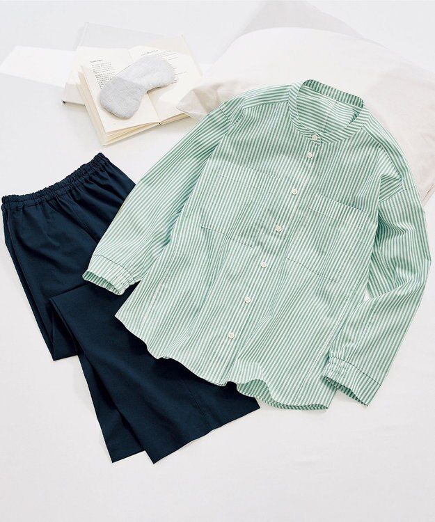 ワコール／睡眠科学 パジャマ 長袖 長ズボン 綿混(本体) ここちよく眠れる 寝返りしやすい レディース YDX509 睡眠科学／ワコール グリーン