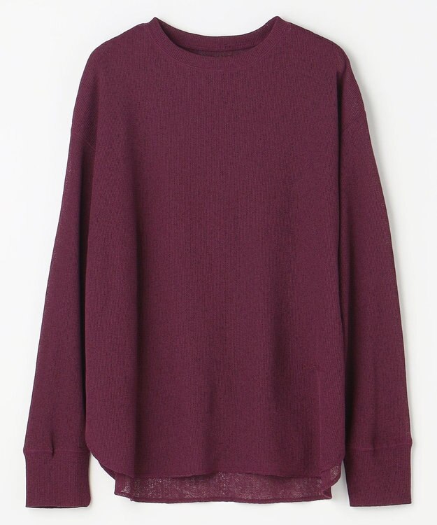 ANY L シアーワッフルロングスリーブTシャツ ワイン