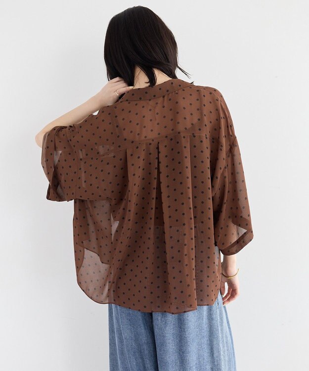 YECCA VECCA 【2点SET】キャミ付きシアードットシャツ Brown
