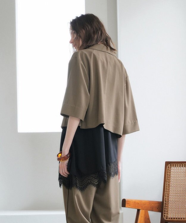 YECCA VECCA ハーフスリーブクロップドジャケット Brown