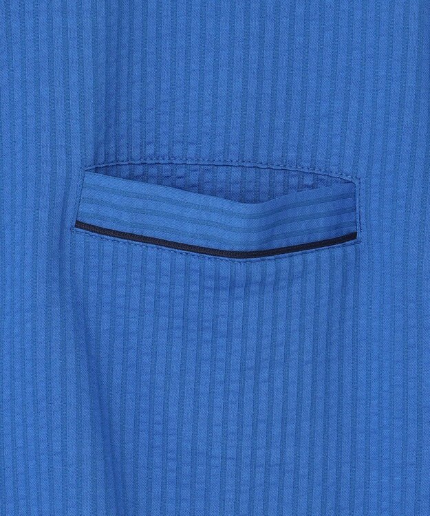 23区GOLF 【MEN】【吸水速乾・UVケア】ストレッチサッカー半袖シャツ サックスブルー系