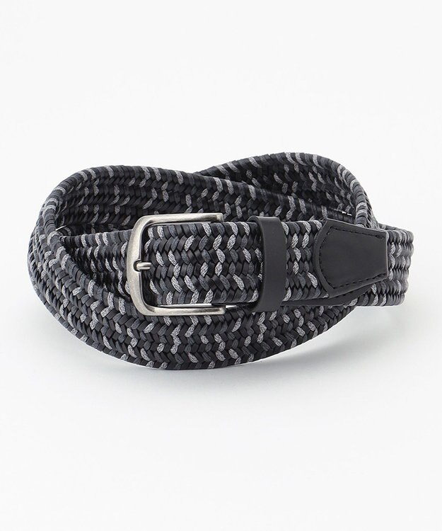 JOSEPH ABBOUD 【伸びる】ダブルメランジレザーメッシュ ベルト ブラック系