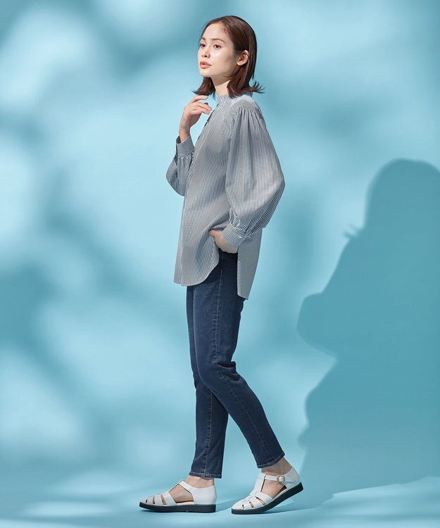 ANY L 【美脚見え/お腹周りスッキリ】スタイルアップスキニー サックスブルー系