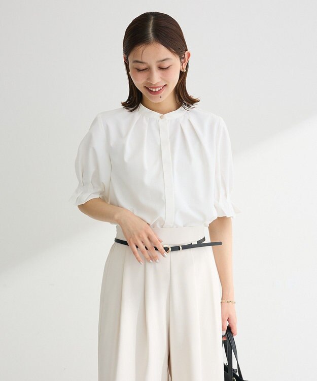Green Parks タックショートスリーブブラウス Off White
