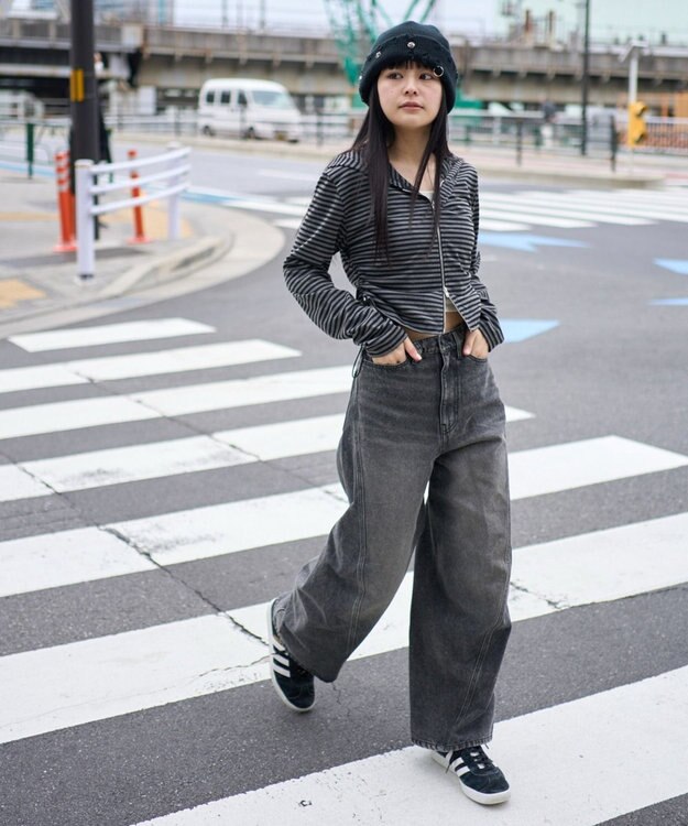 WEGO 【ユニセックス着用ITEM/SMLサイズ展開】カバーフィットバルーンデニムパンツ デニムブラックソノタ