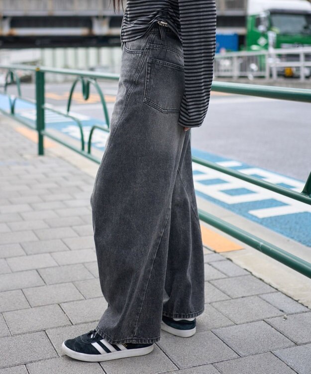 WEGO 【ユニセックス着用ITEM/SMLサイズ展開】カバーフィットバルーンデニムパンツ デニムブラックソノタ