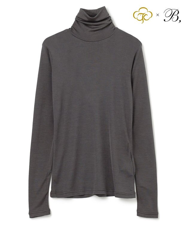 BEIGE， Washable Silk / Hi-neck Long Sleeve T ハイネック Tシャツ Charcoal