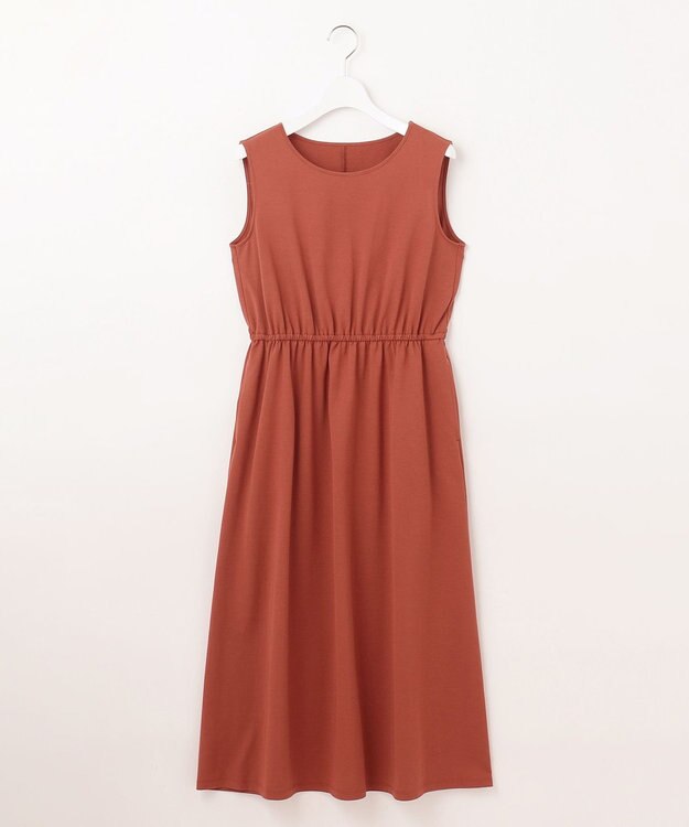 23区 【洗える】ドライコットンジャージー レイヤードワンピース テラコッタ系