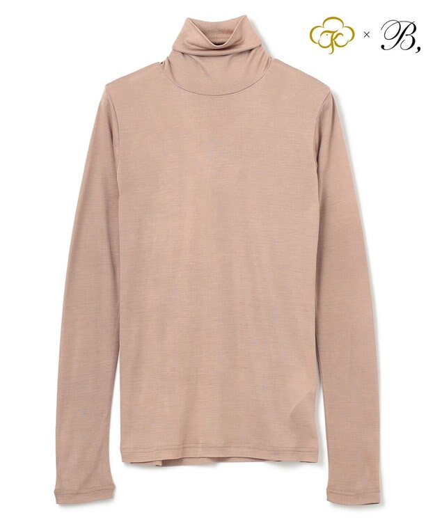 BEIGE， Washable Silk / Hi-neck Long Sleeve T ハイネック Tシャツ Taupe