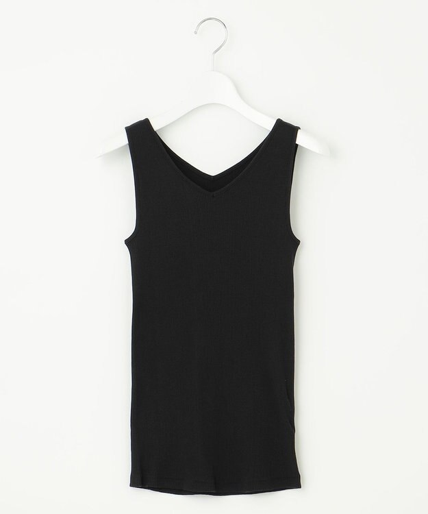 自由区 L 【洗える】リブタンクトップ ブラック系