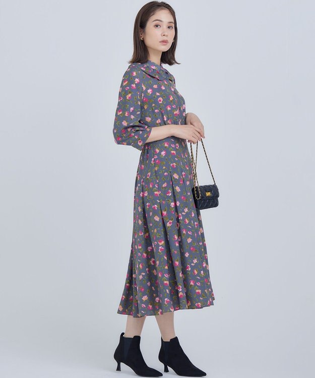 組曲 L カッティングローズプリント ワンピース ピンク系5