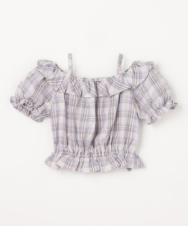 ANY KIDS 【洗濯機可能】2WAY チェックブラウス ブラウン