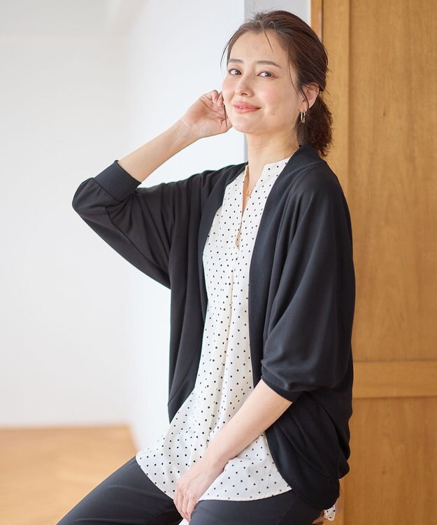 ANY 【洗濯機可/UVケア】ドルマンスリーブカーディガン ブラック