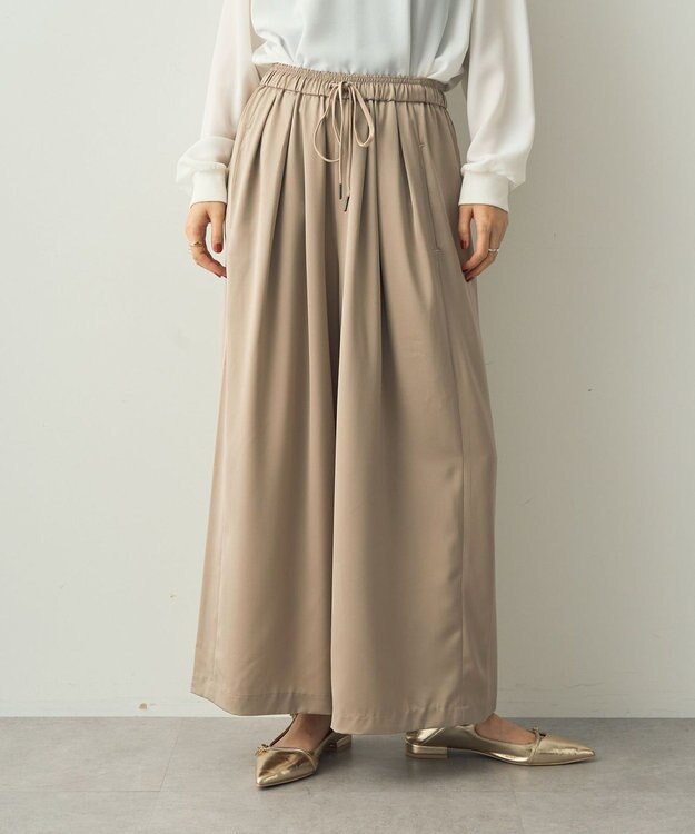 YECCA VECCA サテンタックワイドパンツ Beige