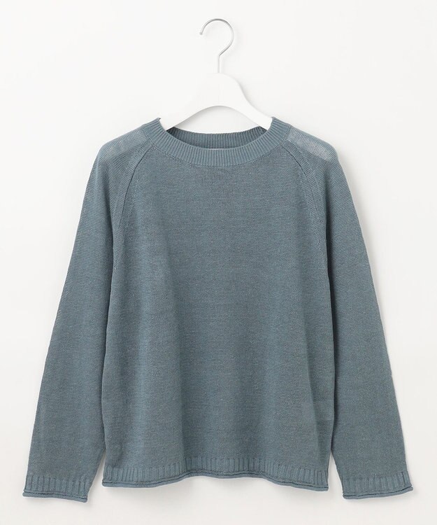 J.PRESS LADIES 【洗える・吸水速乾】MERCERIZED CORD LINEN ニット ダルブルー系