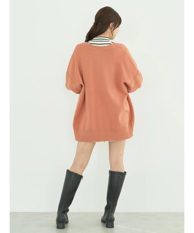 earth music&ecology やわらかタッチミドル丈カーディガン Orange