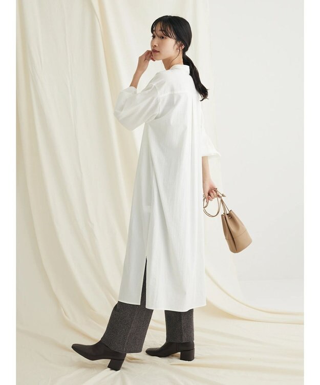 CRAFT STANDARD BOUTIQUE レーヨンデシンバンドカラーワンピース Off White