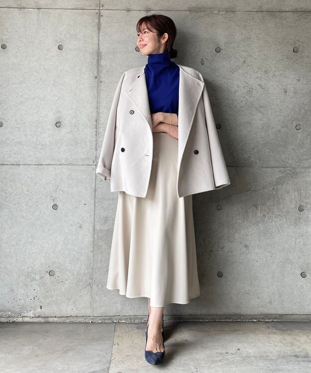 UNFILO 【撥水】ウール混リバー ショートコート ベージュ系