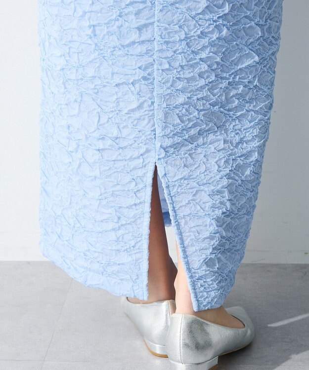 Green Parks 表面感ポコポコＩラインスカート Sax