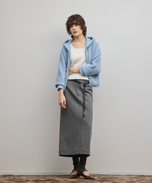 GRACE CONTINENTAL フェザーニットパーカー サックス