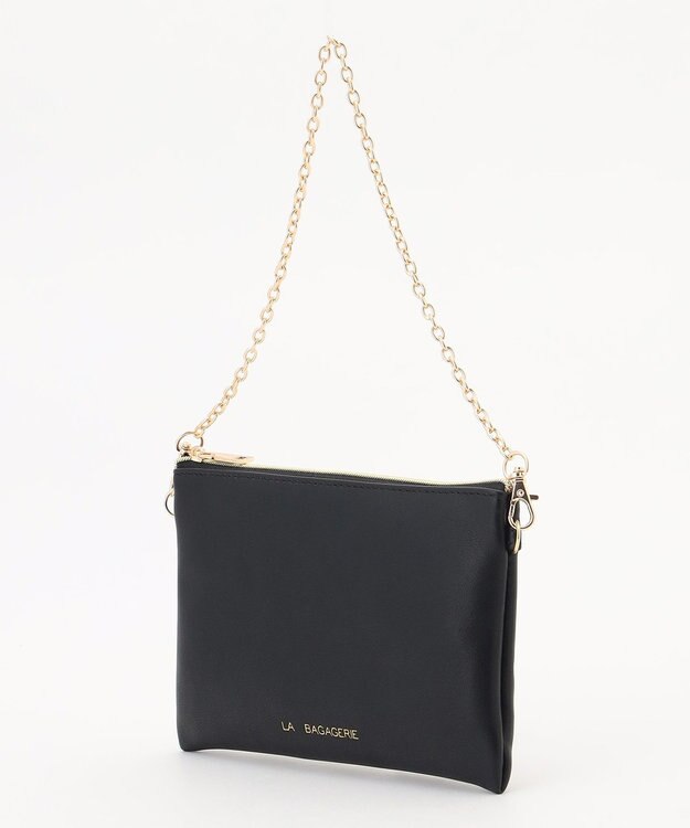 LA BAGAGERIE LA BAGAGERIE×chiyo ポーチ付きフリルエコバッグ ブラック