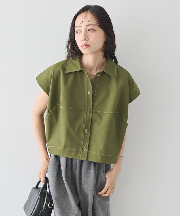 earth music&ecology コクーンフォルムシャツ Khaki