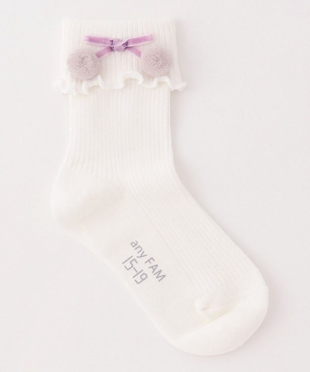 ANY KIDS 【3点セット】ソックス (ウサギポンポン) ホワイト系