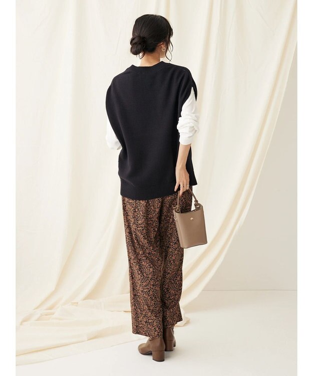 CRAFT STANDARD BOUTIQUE 洗える クルーネックニットベスト Black