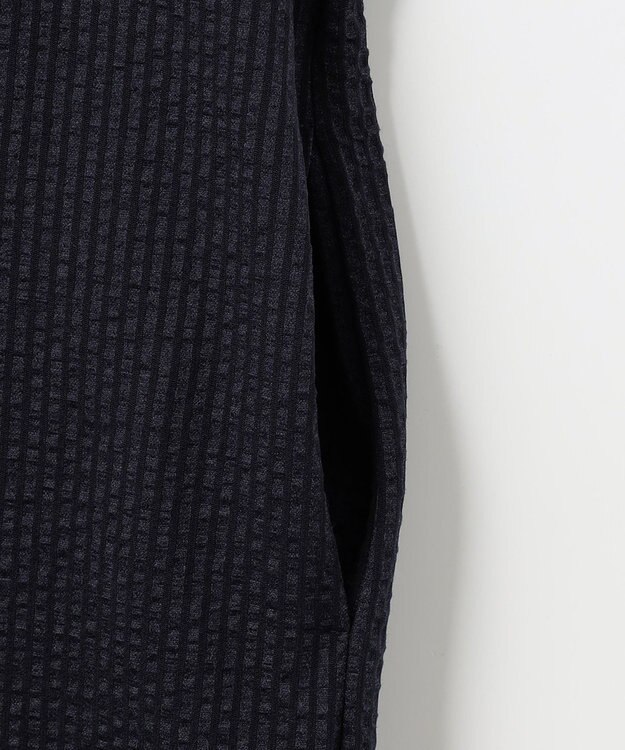 自由区 【WEB限定・洗える・XSサイズあり】シャドウサッカー ワンピース ネイビー系