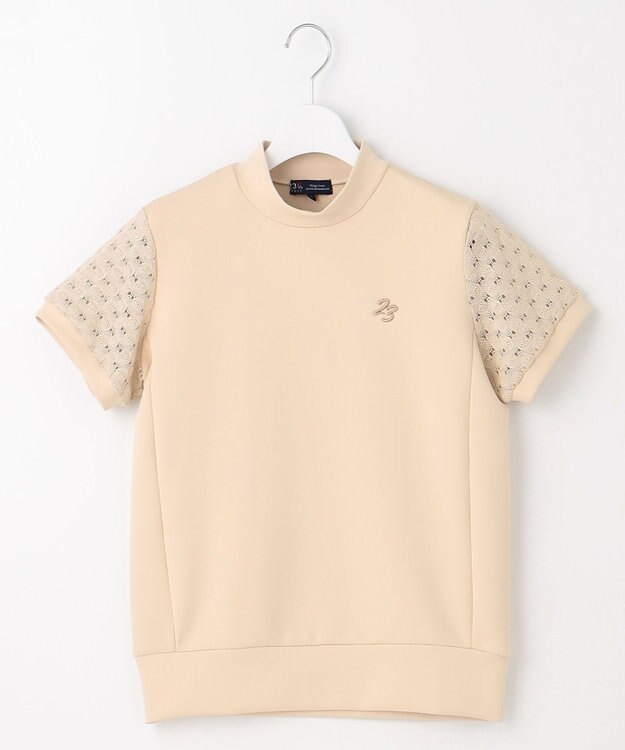 23区GOLF 【WOMEN】【UVケア・吸水速乾】レース袖 モックネックシャツ ベージュ系