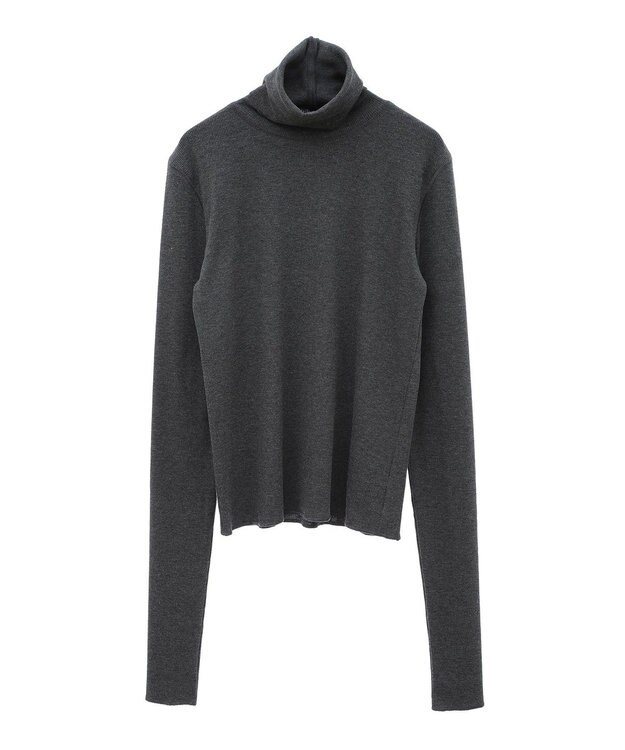 earth music&ecology リブタートルネックプルオーバー Gray