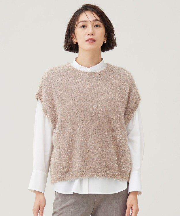 自由区 S 【洗える】フェザーラメ ベスト モカ