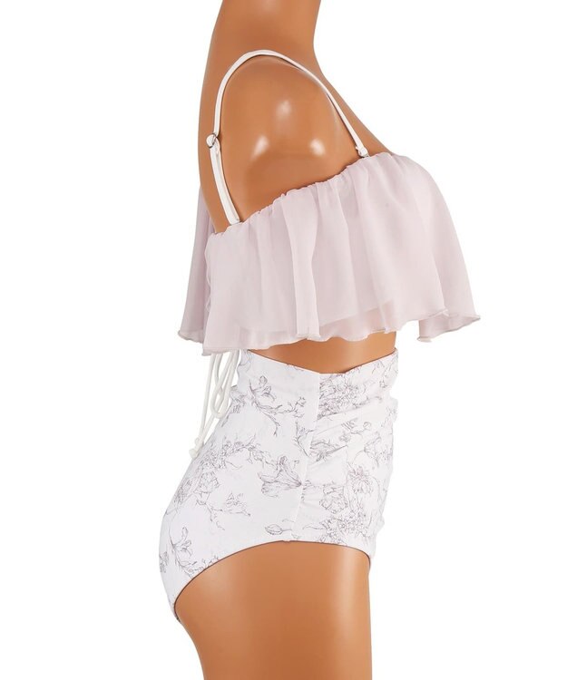 San-ai Resort（三愛水着楽園） 【2025年新作】軽い着け心地でしっかり盛れる【楽盛り水着】　ワンショルフリルワイヤービキニ　9M【San-ai Resort（サンアイリゾート）】 ピンク