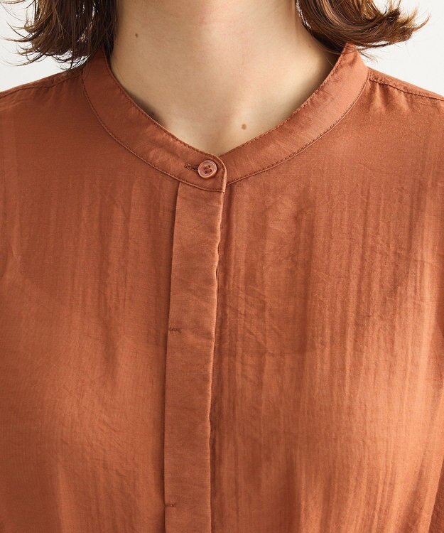 Green Parks バンドカラー比翼タック袖チュニック Terracotta