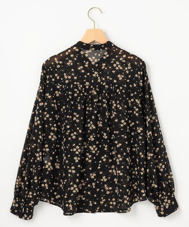 組曲 L シフォンオーガンプリント ティアードブラウス ブラックベース系5