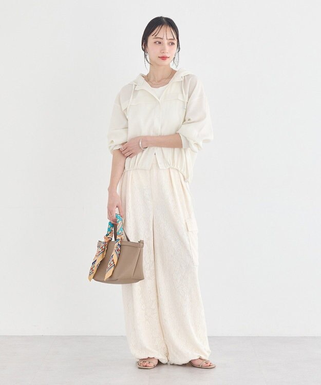 earth music&ecology 総レースカーゴパンツ Ivory