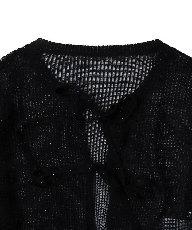 WEGO スパンコールメッシュニットカーデ ブラック