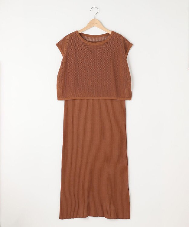SHARE PARK LADIES 【セットアイテム】レーヨンナイロンニットワンピース ブラウン系