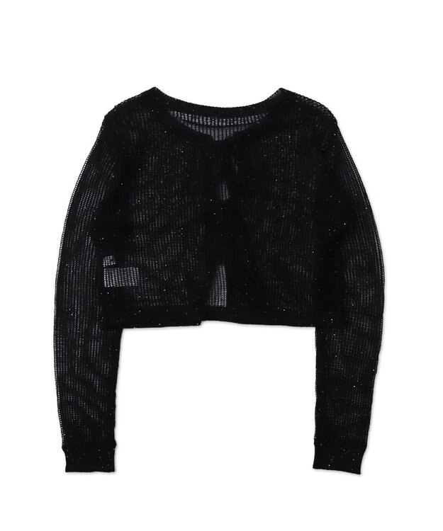 WEGO スパンコールメッシュニットカーデ ブラック