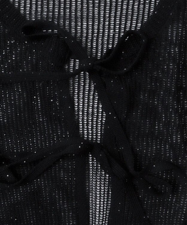 WEGO スパンコールメッシュニットカーデ ブラック