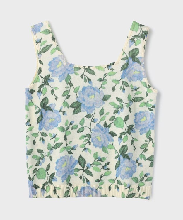 GRACE CONTINENTAL ローズプリントニットトップ キナリ