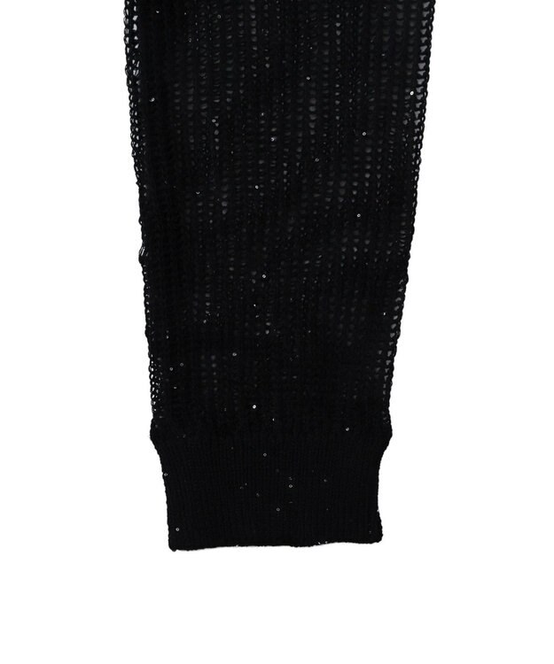 WEGO スパンコールメッシュニットカーデ ブラック