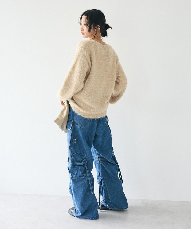 CRAFT STANDARD BOUTIQUE 洗える/ビスチェ付きシャギーニットプルオーバー Beige