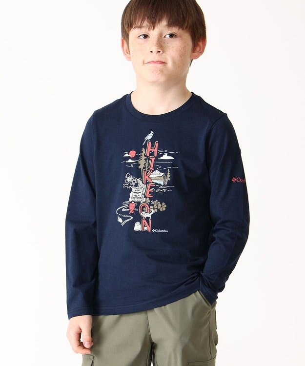 Columbia Columbia/ 【KIDS】ドブソンパスロングスリーブグラフィックTシャツ /コロンビア Collegiate Navy、 Hike On